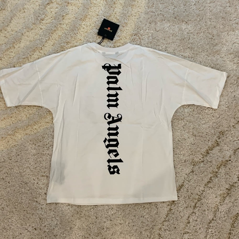 Palm Angels Vertical Classic Logo White T-Shirt Mens Size Large - Picture 2 of 2